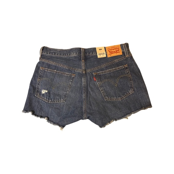 Levi’s 501 Original Shorts Denim Distressed Raw Hem W30 High Rise - Picture 3 of 14